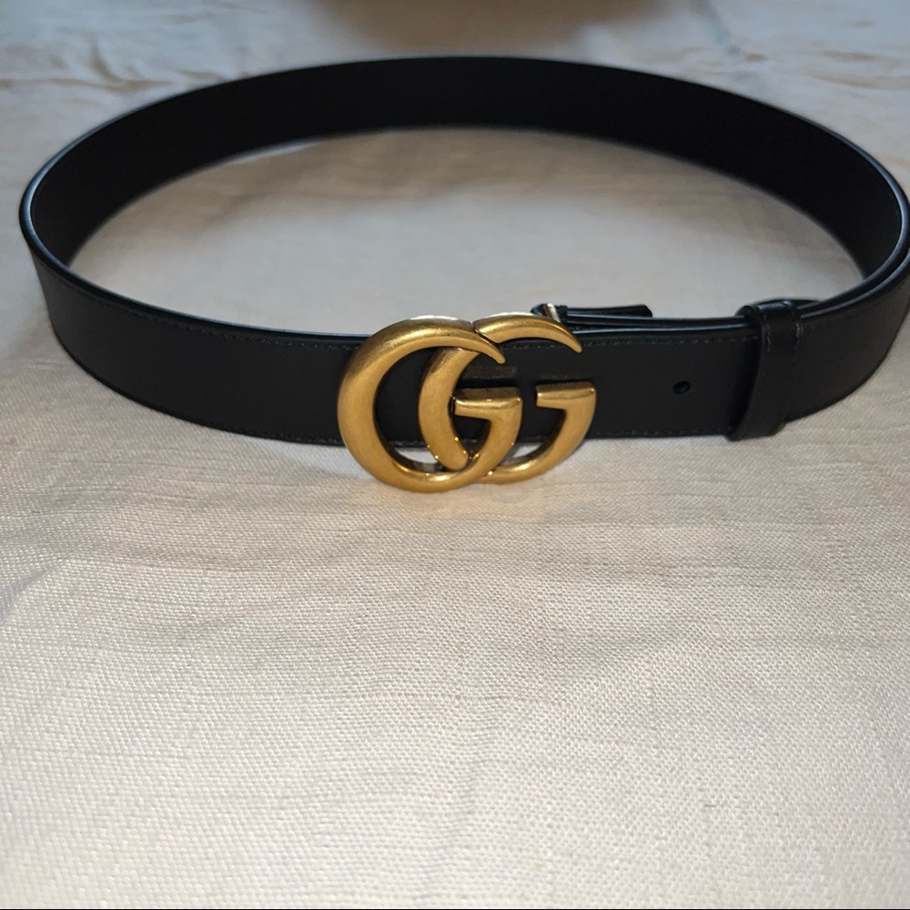 GUCCI Leather Belt Double G Buckle size 80
